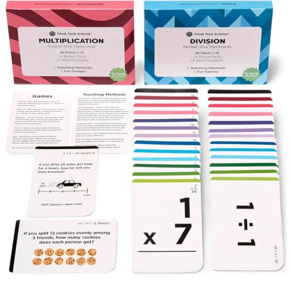 Think Tank Scholar Pocket Math Flashcards Bundle Multiplication & Division NWT